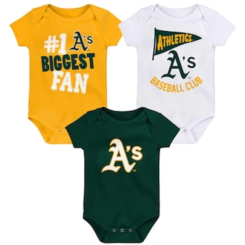 Newborn & Infant Oakland Athletics 3-Pack Fan Pennant Bodysuit Set