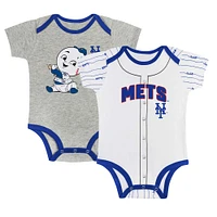 Newborn & Infant Gray/White New York Mets Two-Pack Play Ball Bodysuit Set