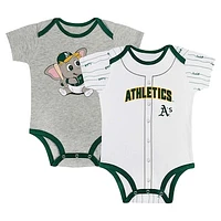 Newborn & Infant Gray/White Oakland Athletics Two-Pack Play Ball Bodysuit Set