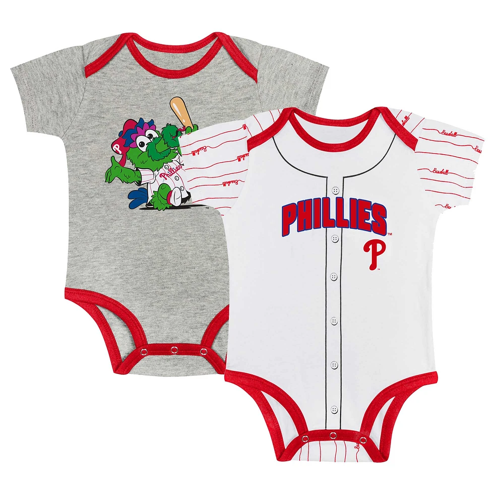 Newborn & Infant Gray/White Philadelphia Phillies Two-Pack Play Ball Bodysuit Set