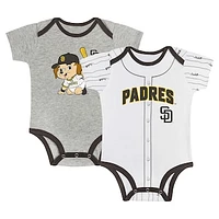 Newborn & Infant Gray/White San Diego Padres Two-Pack Play Ball Bodysuit Set