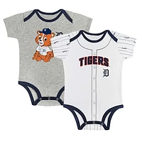 Newborn & Infant Gray/White Detroit Tigers Two-Pack Play Ball Bodysuit Set