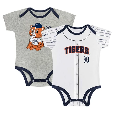 Newborn & Infant Gray/White Detroit Tigers Two-Pack Play Ball Bodysuit Set