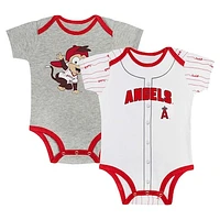 Newborn & Infant Gray/White Los Angeles Angels Two-Pack Play Ball Bodysuit Set