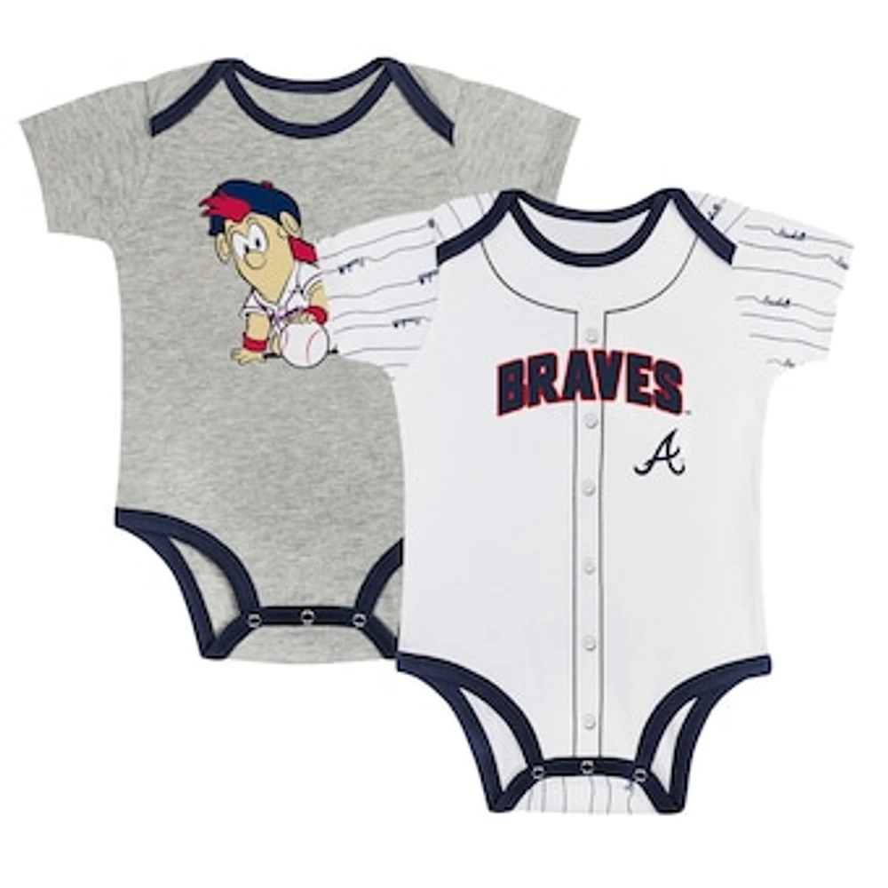 Newborn & Infant Gray/White Atlanta Braves Two-Pack Play Ball Bodysuit Set