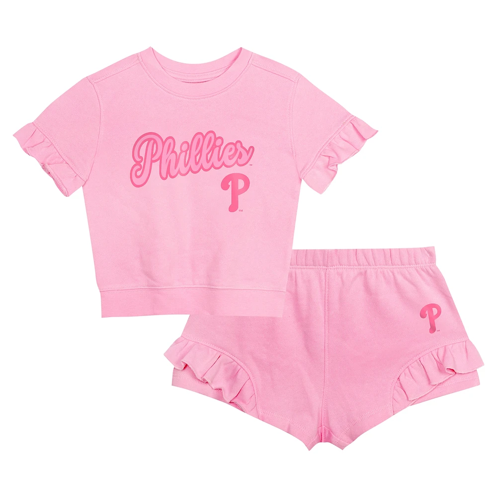 Girls Toddler Fanatics Pink Philadelphia Phillies Dugout Cute T-Shirt & Shorts Set