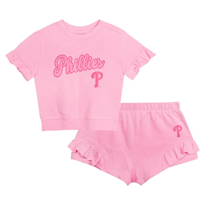 Girls Toddler Fanatics Pink Philadelphia Phillies Dugout Cute T-Shirt & Shorts Set