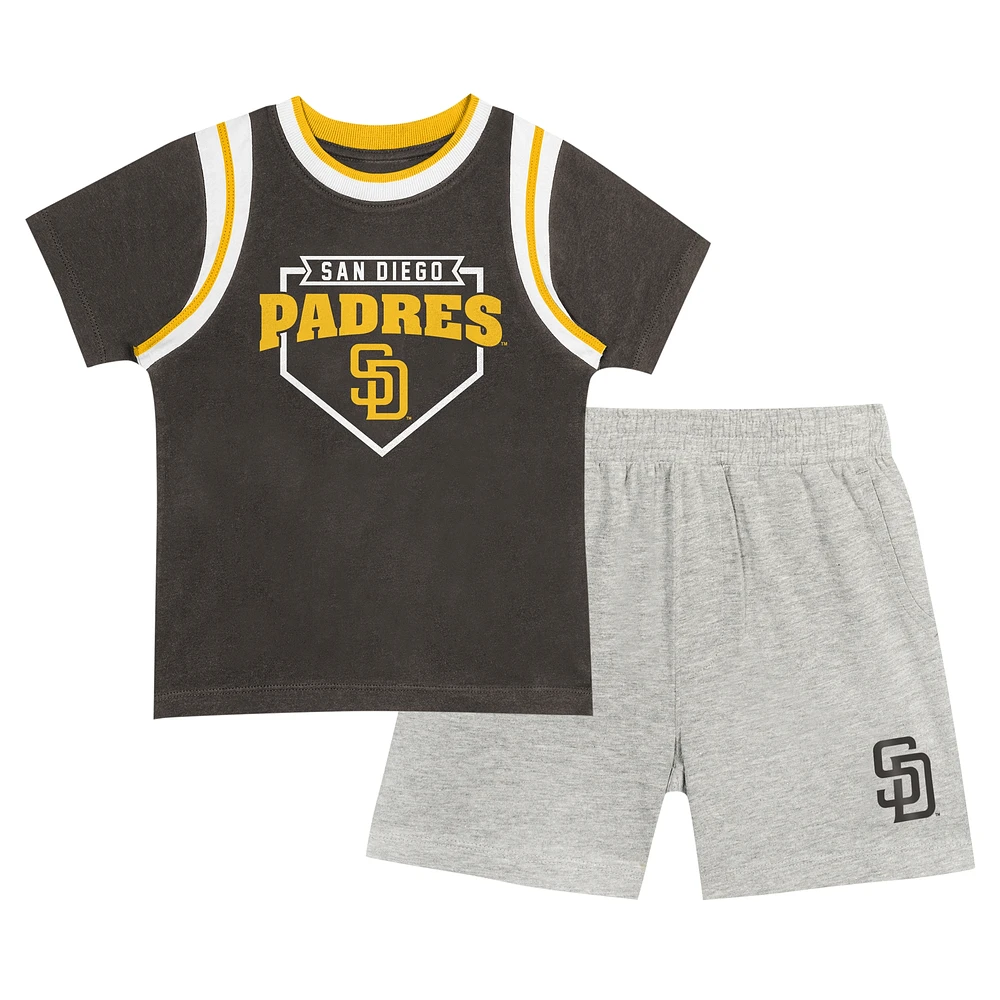 Toddler Fanatics Brown/Gray San Diego Padres Bases Loaded T-Shirt & Shorts Set