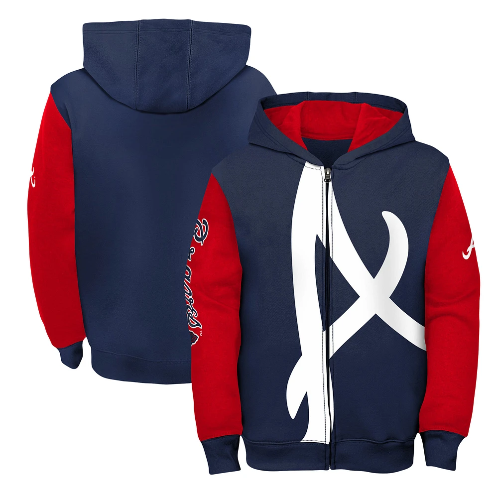 Youth Fanatics Navy/Red Atlanta Braves Postcard Full-Zip Hoodie Jacket