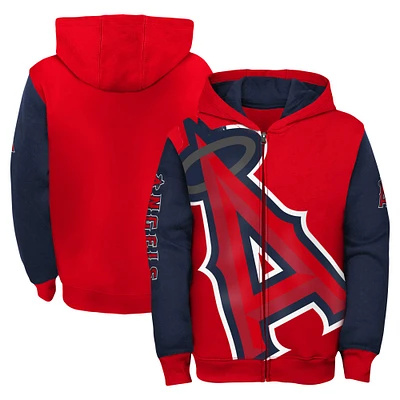 Youth Fanatics Red/Navy Los Angeles Angels Postcard Full-Zip Hoodie Jacket