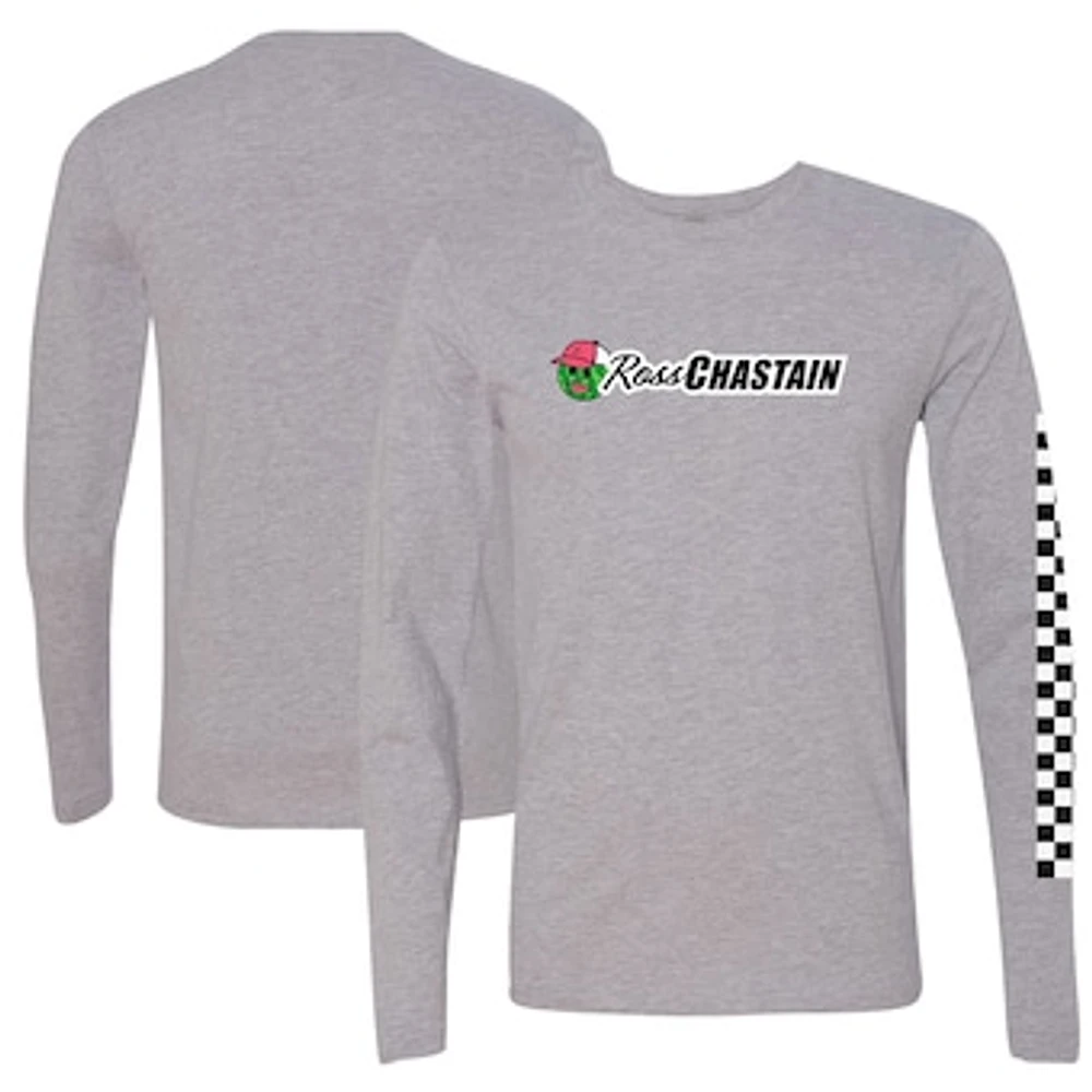 Men's Checkered Flag Sports Gray Ross Chastain Melon Man Long Sleeve T-Shirt