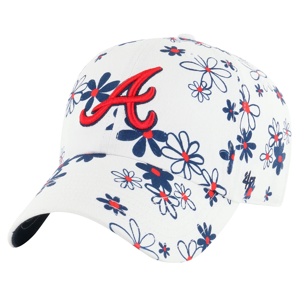 Girls Youth '47 White Atlanta Braves Daisy Delight Clean Up Adjustable Hat