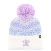 Girls Youth '47 White Houston Astros Elsa Cuffed Knit Hat with Pom