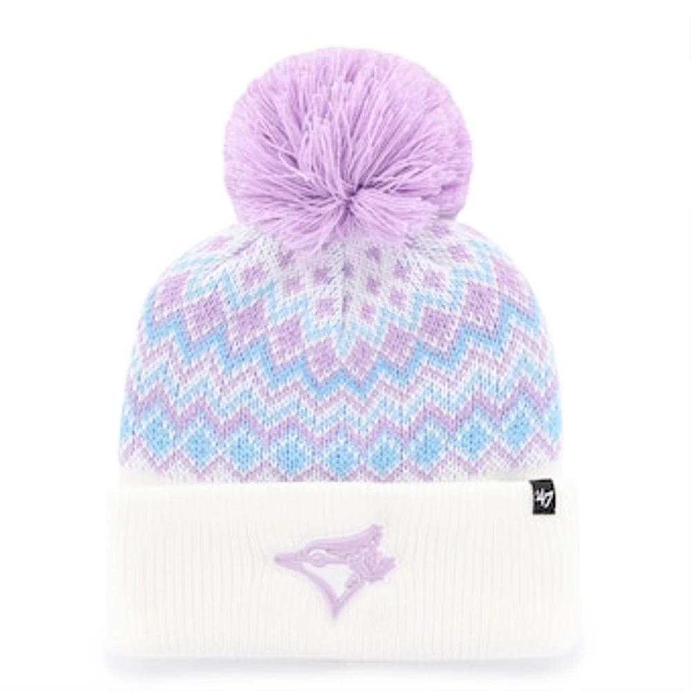 Girls Youth '47 White Toronto Blue Jays Elsa Cuffed Knit Hat with Pom