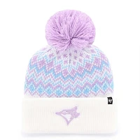 Girls Youth '47 White Toronto Blue Jays Elsa Cuffed Knit Hat with Pom