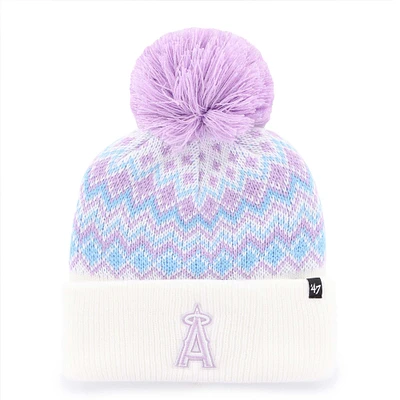 Girls Youth '47 White Los Angeles Angels Elsa Cuffed Knit Hat with Pom