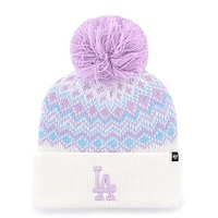 Girls Youth '47 White Los Angeles Dodgers Elsa Cuffed Knit Hat with Pom