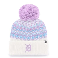 Girls Youth '47 White Detroit Tigers Elsa Cuffed Knit Hat with Pom