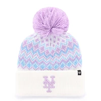 Girls Youth '47 White New York Mets Elsa Cuffed Knit Hat with Pom