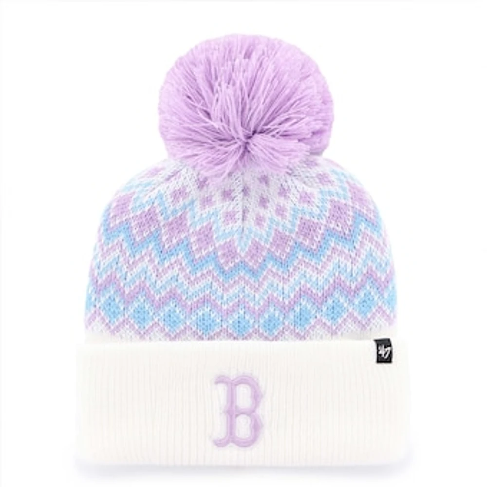 Girls Youth '47 White Boston Red Sox Elsa Cuffed Knit Hat with Pom