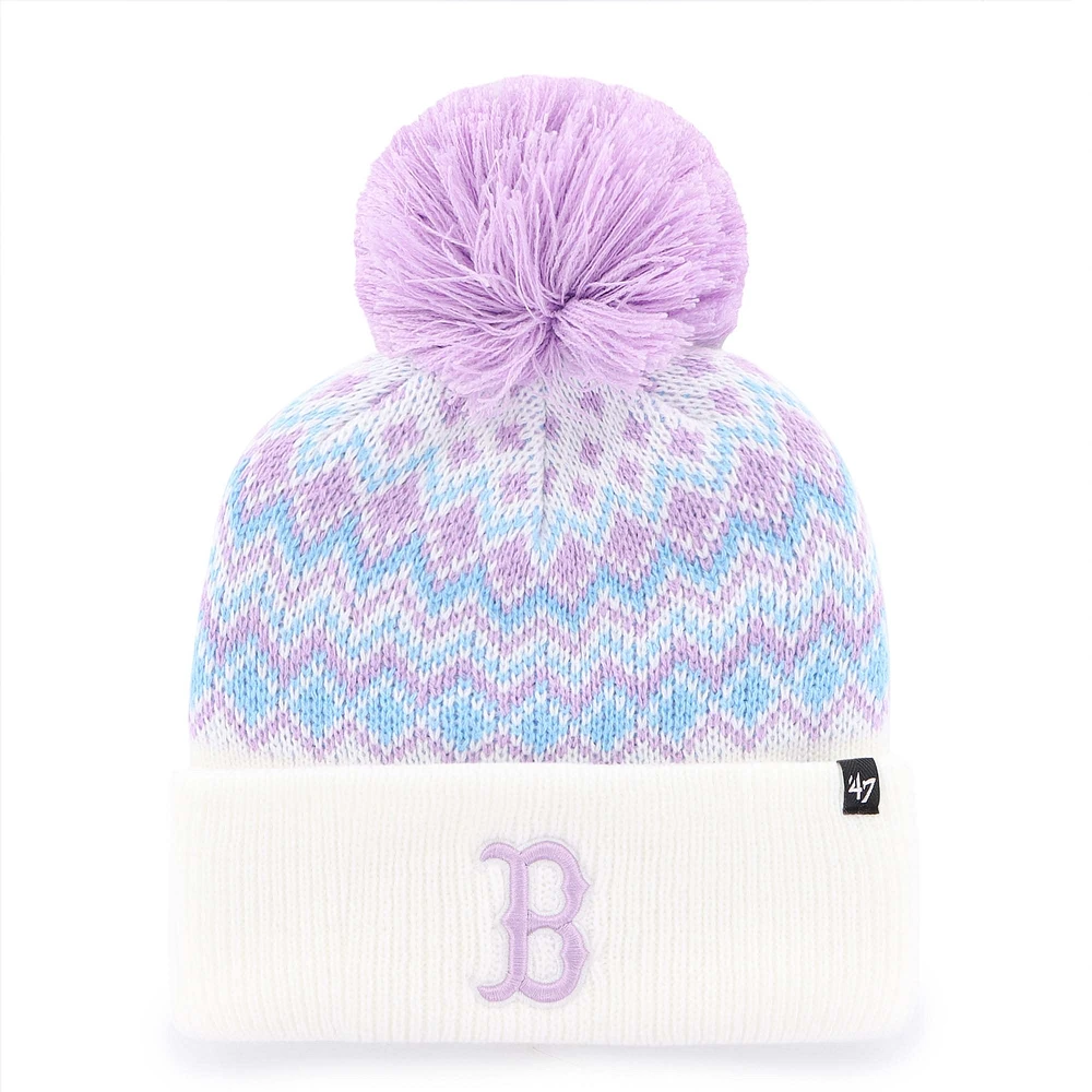 Girls Youth '47 White Boston Red Sox Elsa Cuffed Knit Hat with Pom