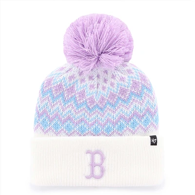 Girls Youth '47 White Boston Red Sox Elsa Cuffed Knit Hat with Pom