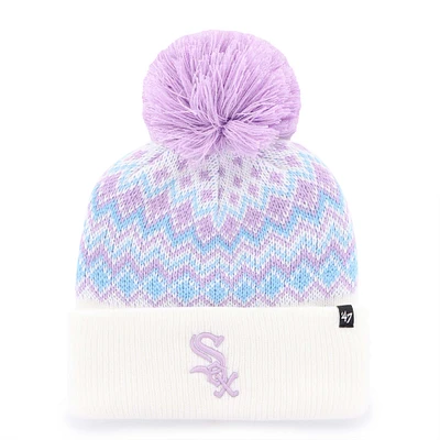 Girls Youth '47 White Chicago White Sox Elsa Cuffed Knit Hat with Pom