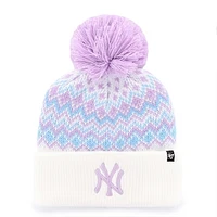 Girls Youth '47 White New York Yankees Elsa Cuffed Knit Hat with Pom