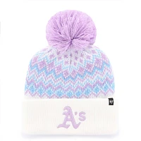 Girls Youth '47 White Oakland Athletics Elsa Cuffed Knit Hat with Pom