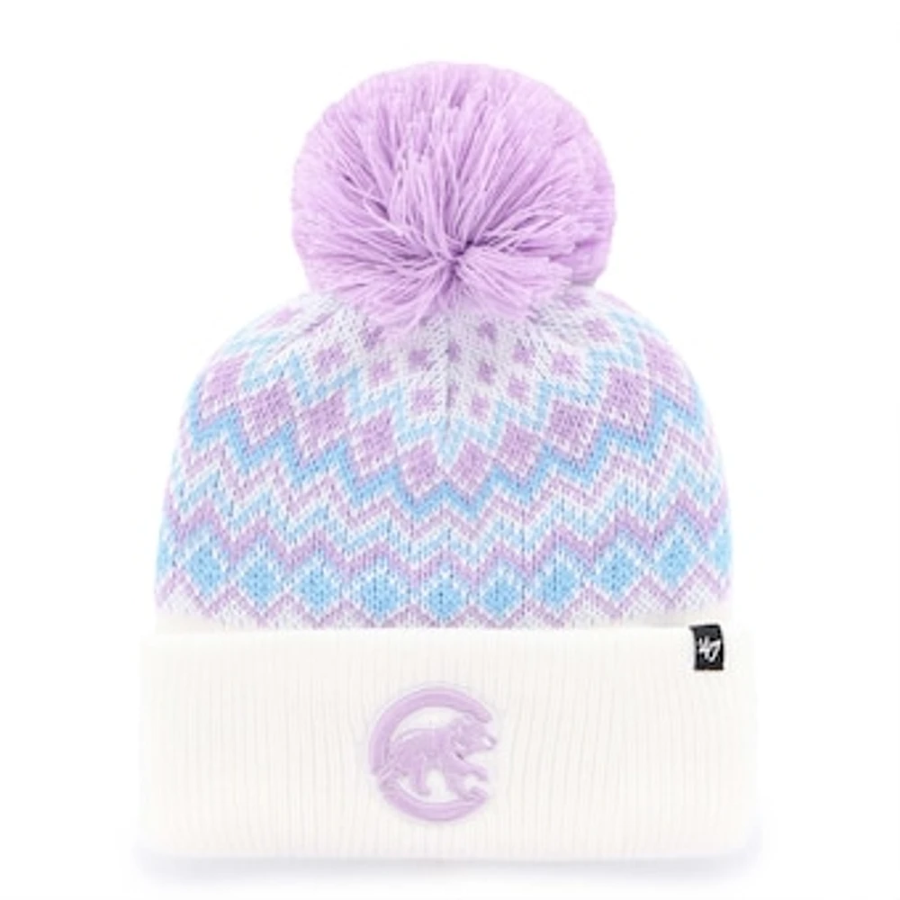 Girls Youth '47 White Chicago Cubs Elsa Cuffed Knit Hat with Pom