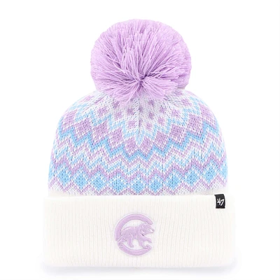 Girls Youth '47 White Chicago Cubs Elsa Cuffed Knit Hat with Pom