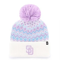 Girls Youth '47 White San Diego Padres Elsa Cuffed Knit Hat with Pom