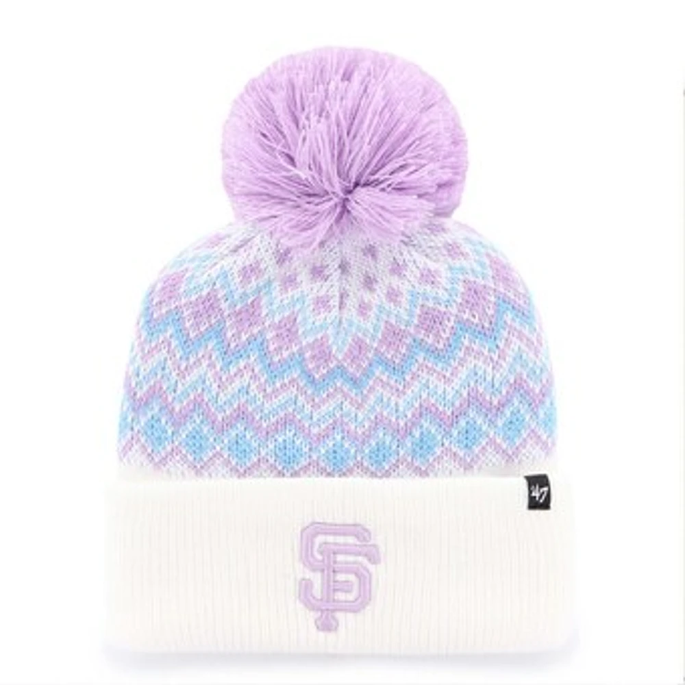 Girls Youth '47 White San Francisco Giants Elsa Cuffed Knit Hat with Pom