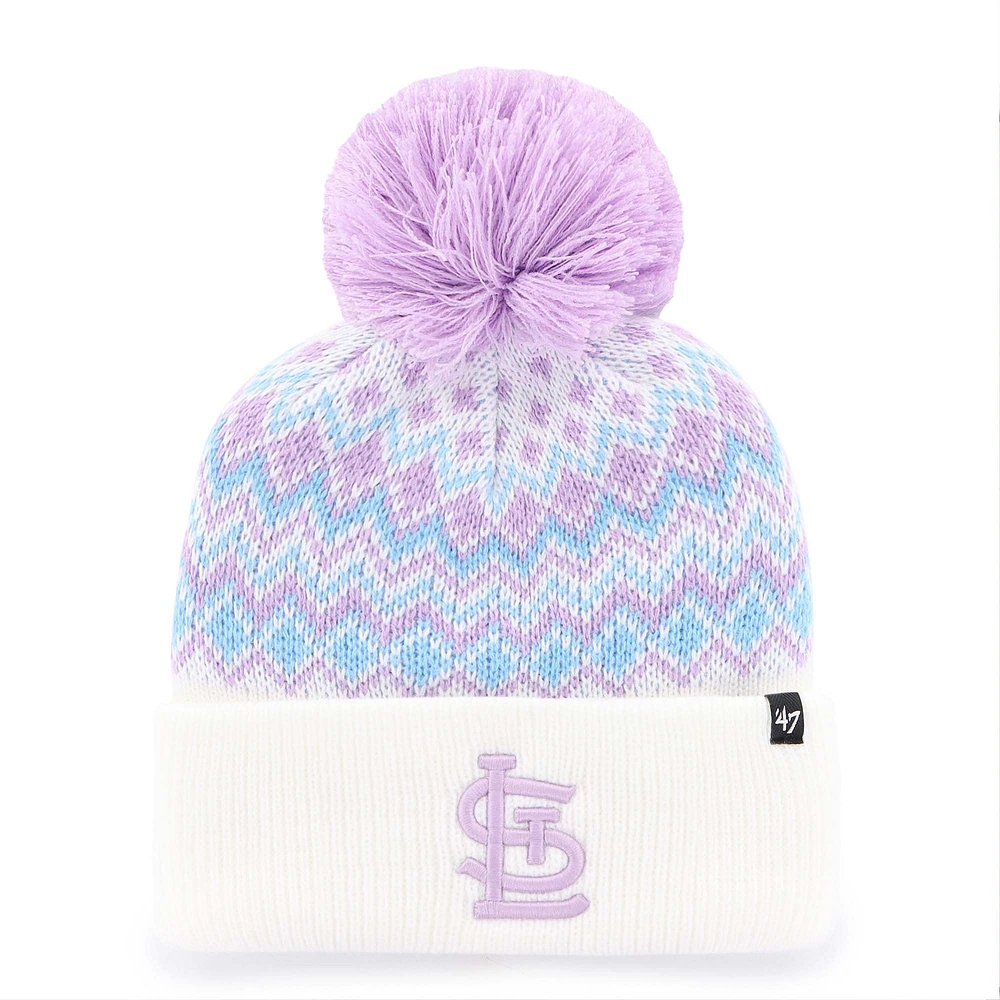 Girls Youth '47 White St. Louis Cardinals Elsa Cuffed Knit Hat with Pom