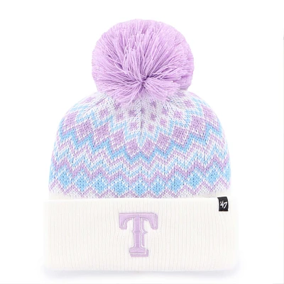 Girls Youth '47 White Texas Rangers Elsa Cuffed Knit Hat with Pom