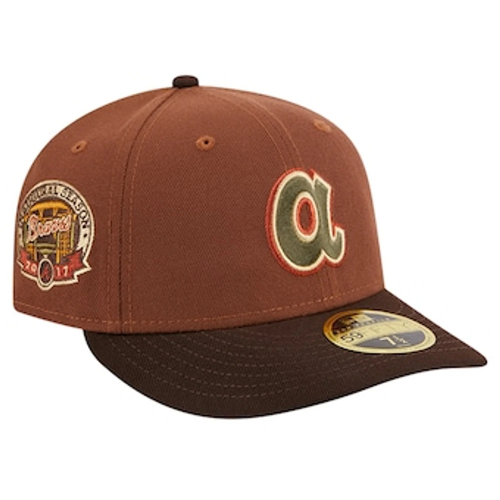 Men's New Era Brown Atlanta Braves Velvet Logo Fill Low Profile 59FIFTY FItted Hat