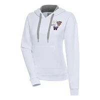 Women's Antigua  White Washington Huskies College Football Playoff 2024 Sugar Bowl Victory Pullover Hoodie