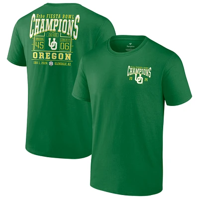 Men's Fanatics Green Oregon Ducks 2024 Fiesta Bowl Champions Score T-Shirt