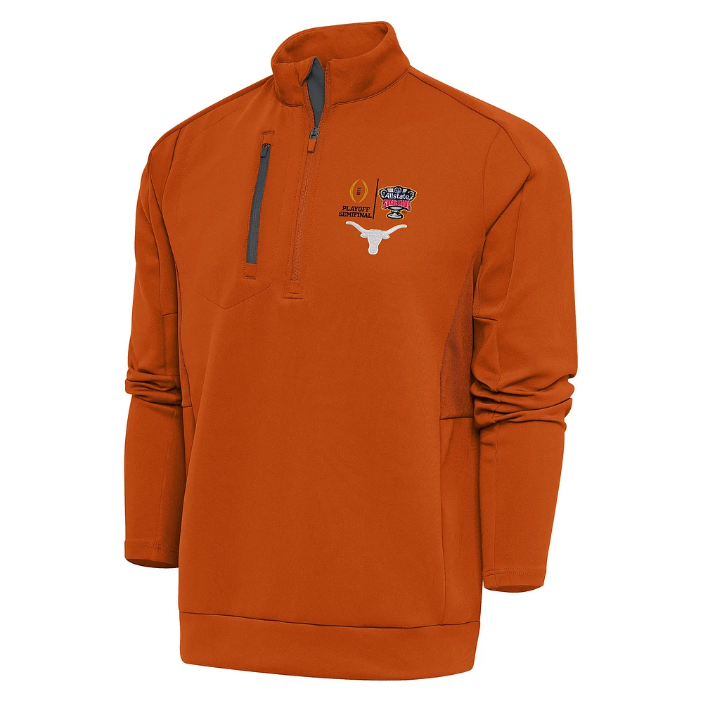 Men's Antigua Texas Orange/Charcoal Texas Longhorns College Football Playoff 2024 Sugar Bowl Generation Quarter-Zip Pullover Top