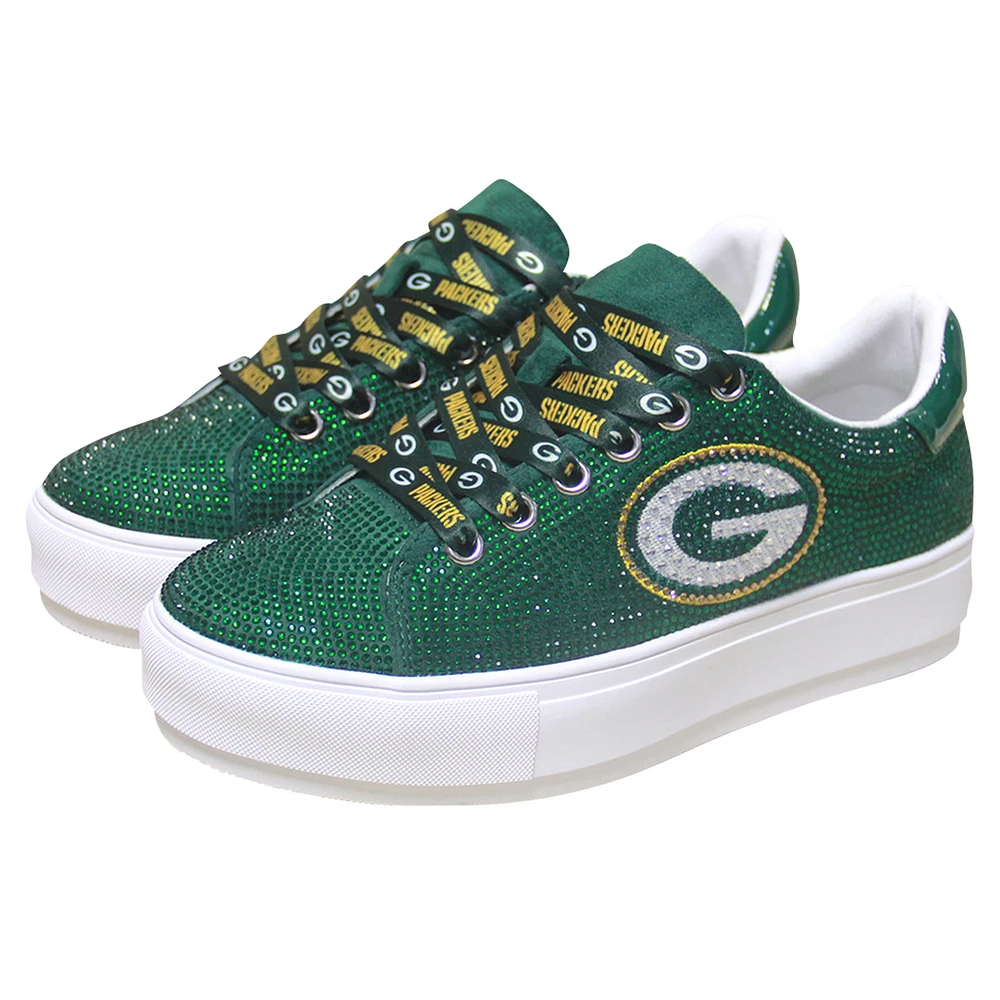 Women's Cuce Green Bay Packers Team Color Crystal Sneakers