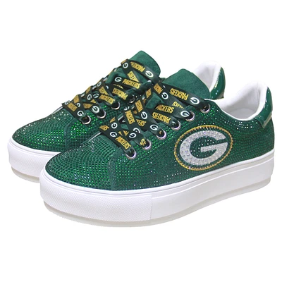 Women's Cuce Green Bay Packers Team Color Crystal Sneakers