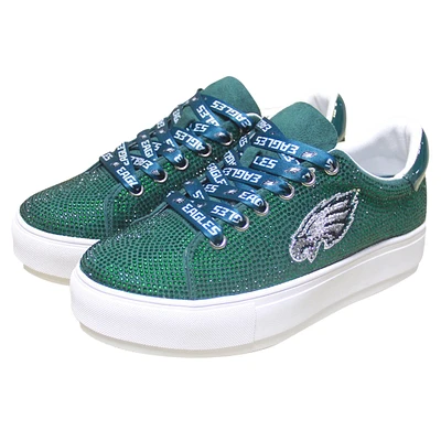 Women's Cuce Green Philadelphia Eagles Team Color Crystal Sneakers