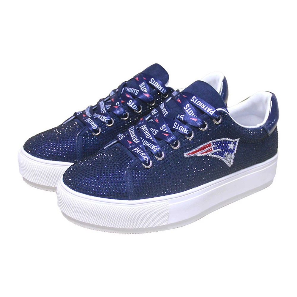 Women's Cuce Navy New England Patriots Team Color Crystal Sneakers