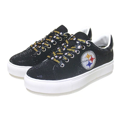 Women's Cuce Black Pittsburgh Steelers Team Color Crystal Sneakers