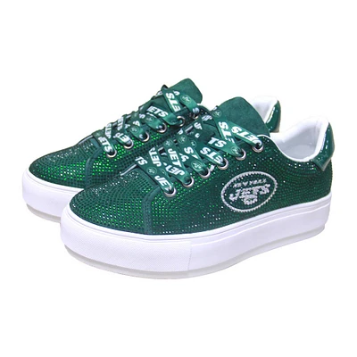 Women's Cuce Green New York Jets Team Color Crystal Sneakers