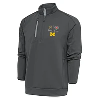 Men's Antigua Charcoal/Silver Michigan Wolverines College Football Playoff 2024 Rose Bowl Generation Quarter-Zip Pullover Top