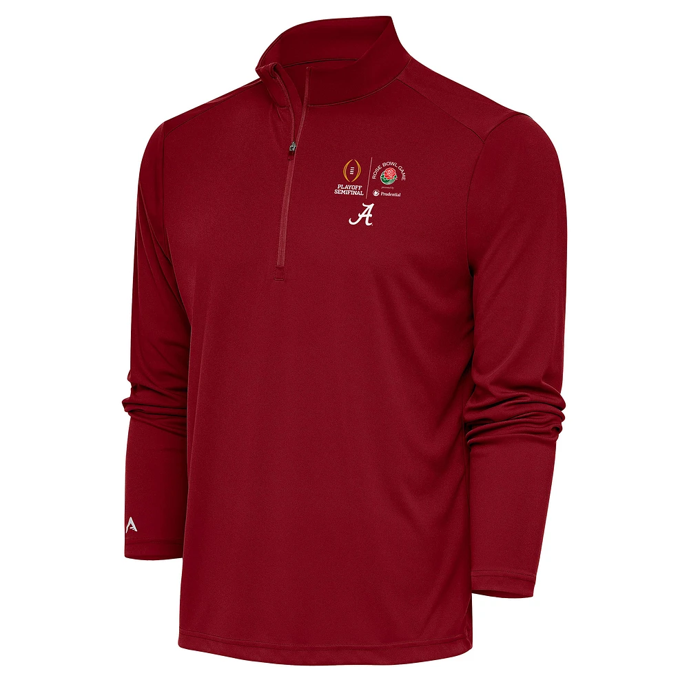 Men's Antigua Crimson Alabama Tide College Football Playoff 2024 Rose Bowl Tribute Quarter-Zip Pullover Top