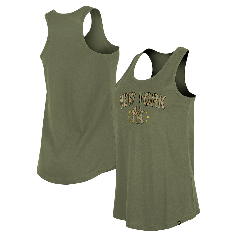 Women's New Era Olive York Yankees Armed Forces Day Tank Top