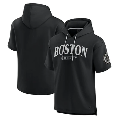 Men's Fanatics  Black Boston Bruins Elements Ready Short Sleeve Pullover Hoodie