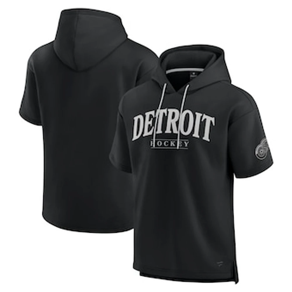 Men's Fanatics  Black Detroit Red Wings Elements Ready Short Sleeve Pullover Hoodie